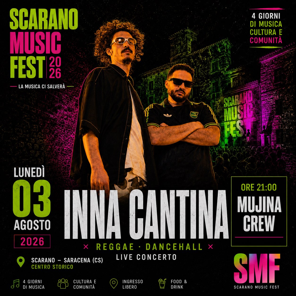 Locandina 3 agosto: Inna Cantina e Mujina Crew